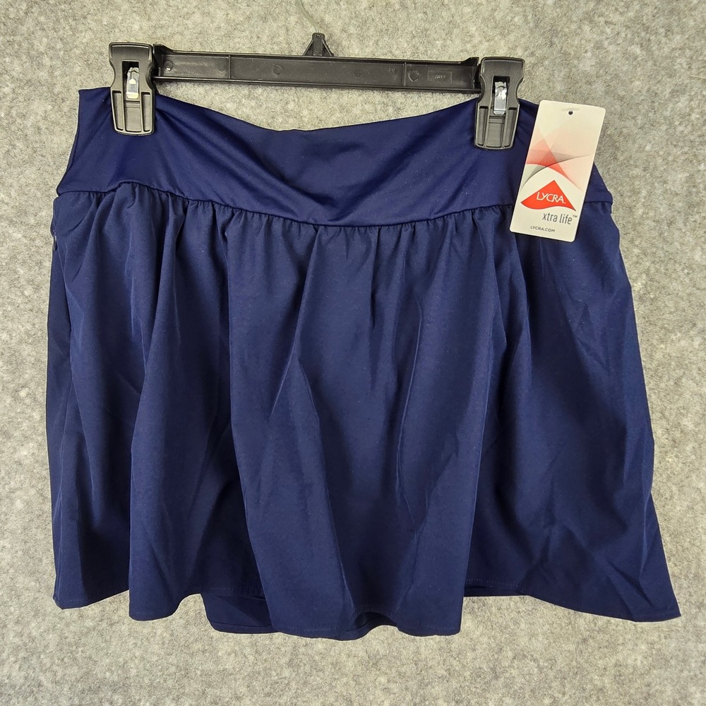 Lands' End Swim Skirt Womens 18W Navy Blue Regular Fit Zipper Pocket